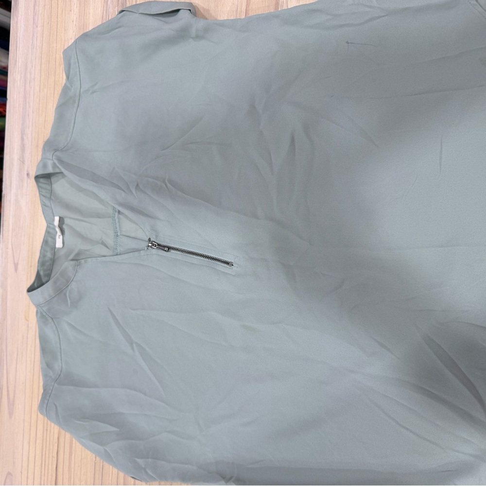 Maurices Sage Green Zip-Neck Blouse